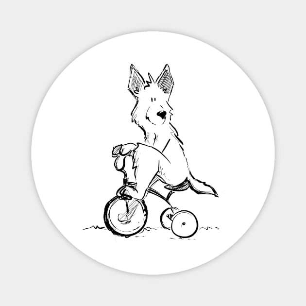 German Shepherd on a Trike Magnet by Jason's Doodles